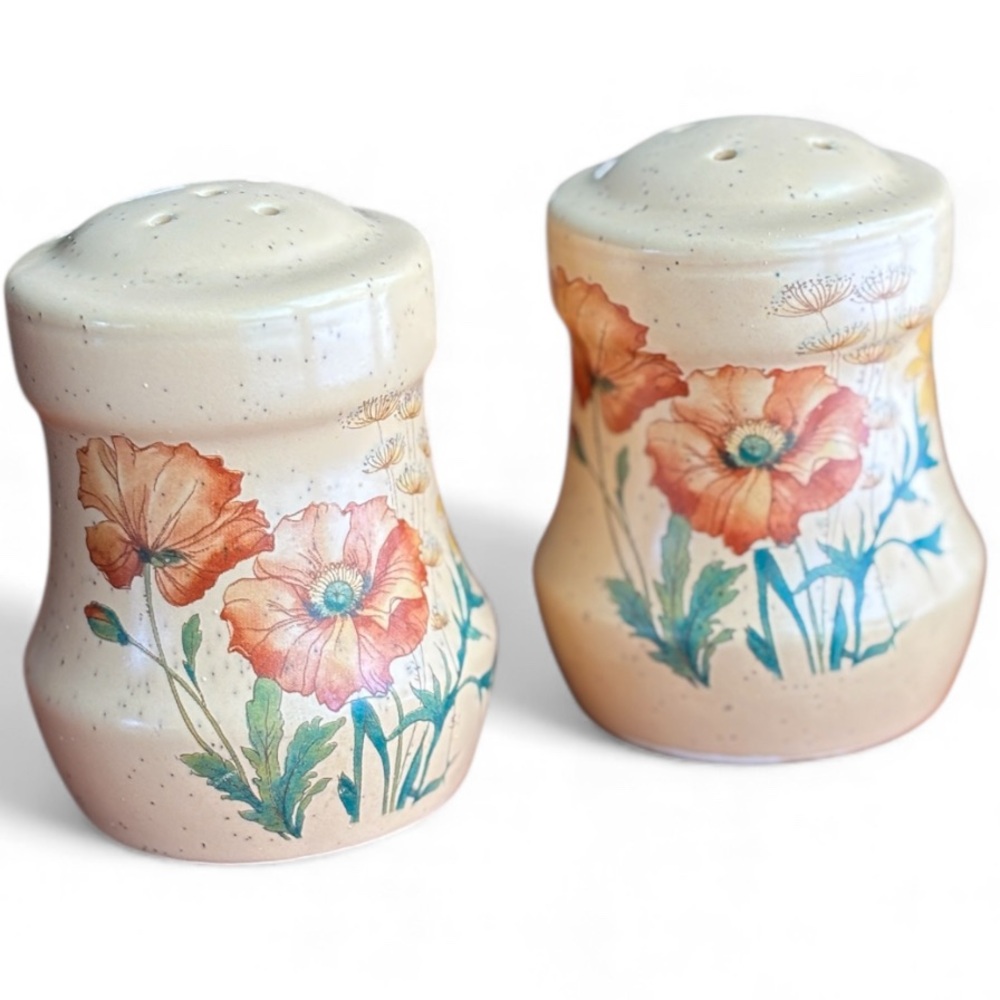 Vintage Salt and Pepper Shakers Treasure Craft USA Wildflower Pattern